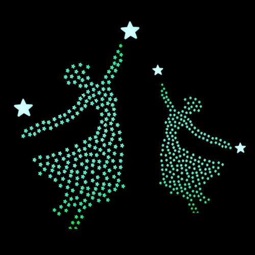 Miniatura 8 de 200 calcomanías de pared de plástico noctilucente fluorescente de 1.2 pulgadas que brillan en la oscuridad, para el hogar, techo, pared, dormitorio