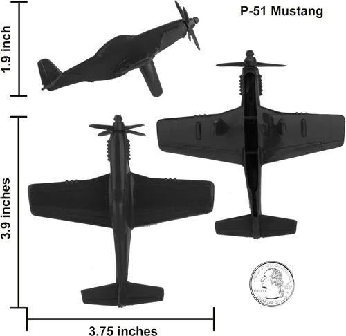 Miniatura 3 de TimMee Aviones de combate de la Segunda Guerra Mundial - Aviones de plástico negros para soldados del ejército de 9 piezas, fabricados en EE. UU