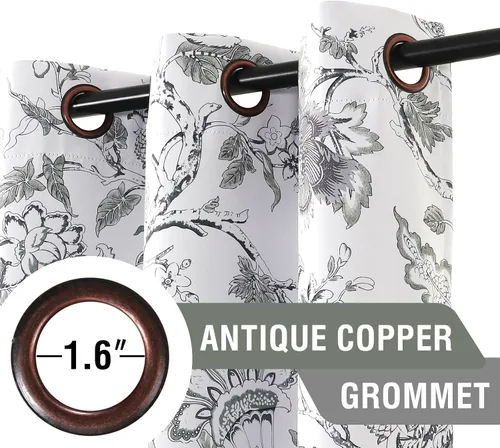 Miniatura 3 de H.VERSAILTEX Cortinas opacas de 63 pulgadas de largo, juego de 2 paneles de cortinas con estampado floral para sala de estar, cortinas de ventana