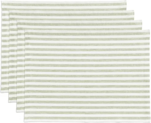 Miniatura 36 de Solino Home Amalfi - Manteles individuales a rayas, de 14 x 19 pulgadas, juego de 4 unidades, tela natural, lino europeo, 100 % lino puro, hechos a