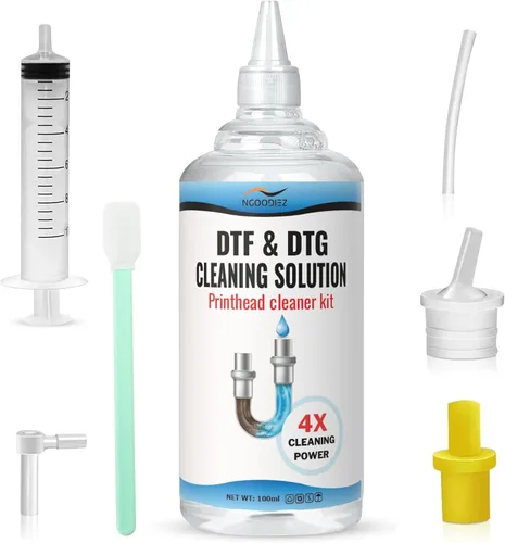 NGOODIEZ Kit de solución de limpieza DTF para Epson ET-8550 L1800 XP-15000 | Limpiador de cabezal de impresora DTF DTG disuelve obstrucciones de