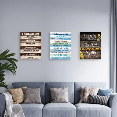 Miniatura 6 de LISTNGBO Arte de pared con los 10 mandamientos para niños, decoración de pared de diez mandamientos para niños, versículos de la Biblia, arte