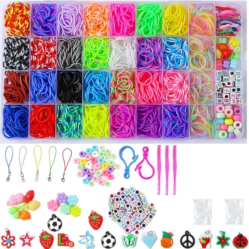 Miniatura 7 de JIYAKO Kit de Pulsera de Banda de Goma de 11000+, Kit de Pulsera de Amistad, Kit de Fabricación de Pulseras de Telar, 28