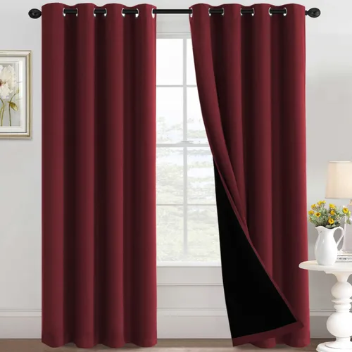 H.VERSAILTEX Cortinas 100% de opacidad para dormitorio, con aislamiento térmico, cortinas opacas completas para sala de estar, cortinas de ventana