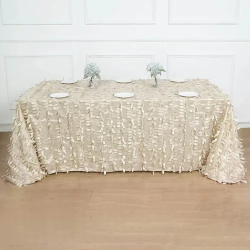 Miniatura 23 de TABLECLOTHSFACTORY - Mantel cuadrado de tela de tafetán de pétalos de hojas 3D de 54 pulgadas, color negro