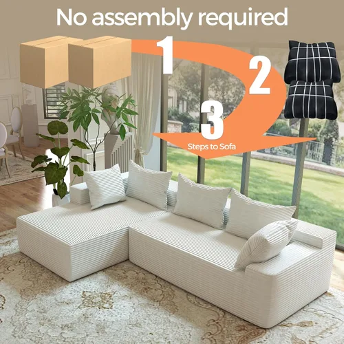 Miniatura 6 de Sofá seccional moderno de 108 pulgadas, sofás modulares convertibles en forma de L, sofás tapizados con asiento profundo, sofá de esponja apto