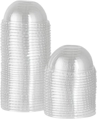 Solo tapas: tapas en forma de cúpula, 50 tapas de plástico transparente para tazas de Coppetta To Go de 3 onzas - Las tazas se venden por separado,