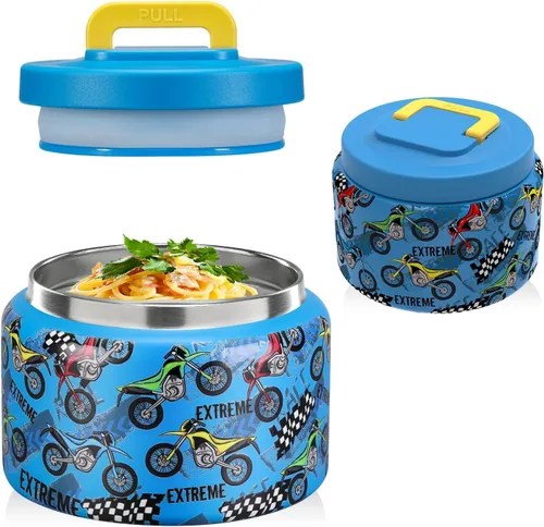Miniatura 20 de JXXM Tarro térmico de 8 onzas para alimentos fríos y calientes para niños, recipientes aislados para el almuerzo, tarro de comida caliente, a prueba