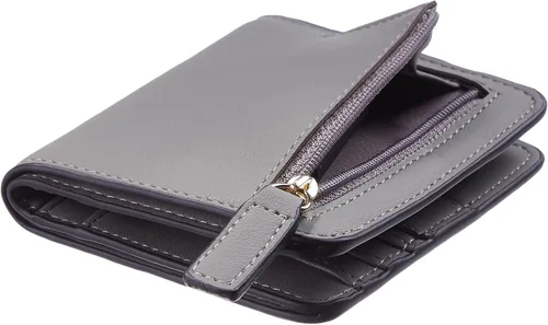 Miniatura 7 de Gostwo - Cartera compacta de piel genuina de lujo para mujer con bloqueo de RFID y ventana de identificación
