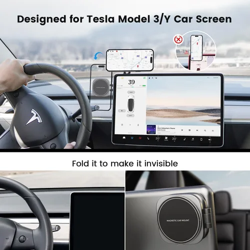 Miniatura 3 de Soporte para teléfono de Tesla modelo 3 modelo Y, diseño magnético fuerte para soporte de teléfono de montaje en coche MagSafe para monitor