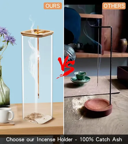 Miniatura 5 de Insence-Stick Soporte [anti-cenizas], moderno soporte para quemador de incienso con colector de cenizas de vidrio extraíble, para decoración