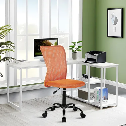 Miniatura 8 de Silla de oficina sin brazos, silla de oficina ergonómica de malla con respaldo alto con soporte lumbar, sillas de computadora, silla con ruedas