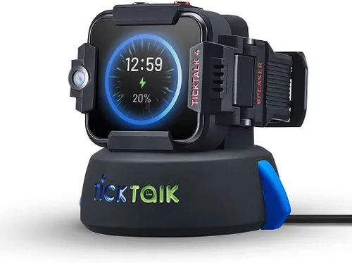 Miniatura 4 de TickTalk Paquete 4 todo en uno reloj negro 4 en red GSMA auriculares negros base de alimentación negra dijes de reloj rock