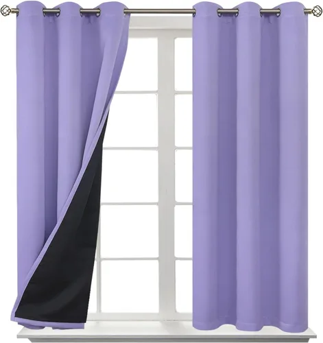 Miniatura 8 de BGment Cortinas 100 % opacas con aislamiento térmico para dormitorio con forro negro, doble capa, oscurecimiento de toda la habitación, cortina