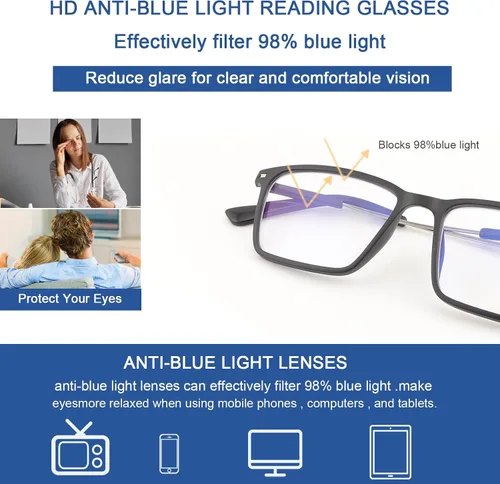 Miniatura 6 de YIMI Lentes fotocromáticos con bloqueo de luz azul, protección UV, antifatiga ocular, para computadora, juegos, bloqueo de pantalla de luz azul