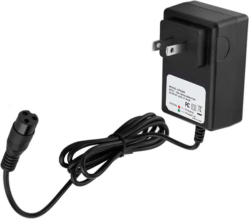 Keenso Cargador de batería de scooter eléctrico de 24 V 0.6 A con enchufe recto de 2 pines, operación Plug and Play, pantalla de luz indicadora,