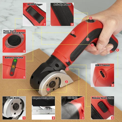 Miniatura 3 de KITLUCK Tijeras eléctricas inalámbricas, cortador de caja de cartón recargable de 4 V, cortador de caja eléctrico de iluminación con una hoja