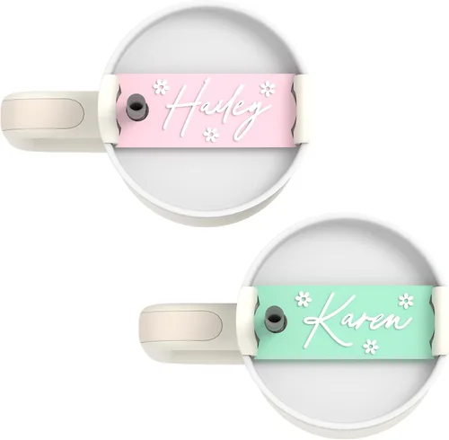Miniatura 2 de The Cotton & Canvas Co. Placa de nombre personalizada de Stanley Daisy, etiqueta de nombre Stanley, tapa acrílica, etiqueta de vaso personalizada