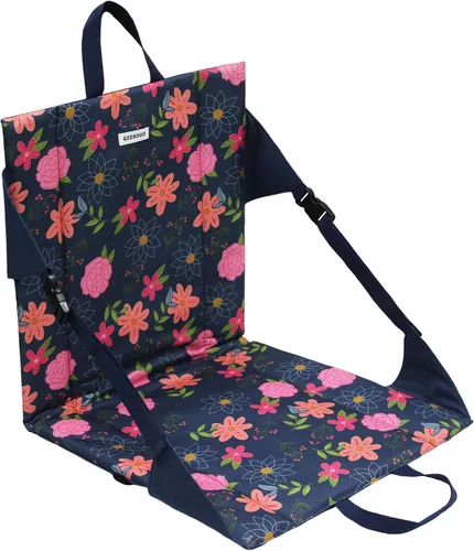 Floral Foldable Bleacher Seat Waterproof Portable Stadium Cushion | Adjustable back, 1.2cm pad, handle&pocket. For bleachers camping beach hiking