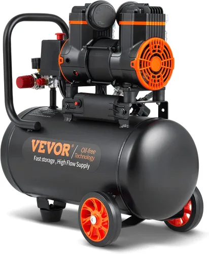 VEVOR Compresor de aire de 4.8 galones, compresor de aire sin aceite de 1.2HP 2.2 CFM@90PSI, tanque de compresor y presión máxima de 116PSI,