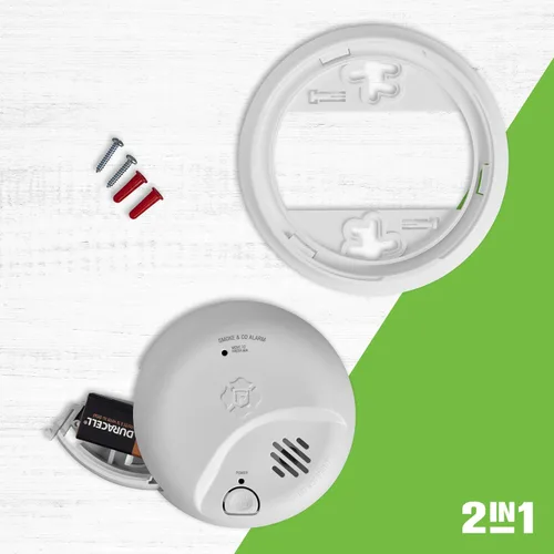 Miniatura 3 de First Alert Alarma combinada de humo y monóxido de carbono, detector a pilas con botón de prueba y silencio, SMICO100, paquete de 3