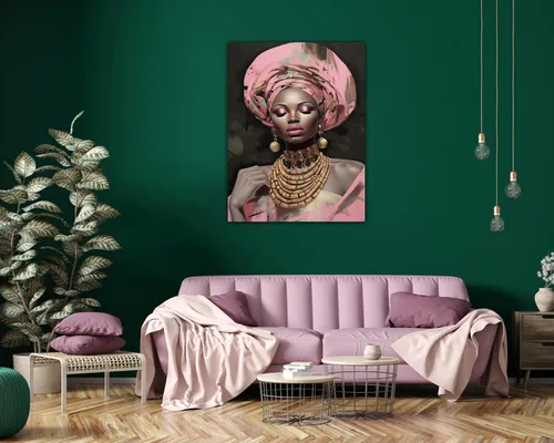Miniatura 151 de Arte de pared afroamericano, decoración de rey y reina bailarín negro para sala de estar, arte de pareja de amor negro para dormitorio, lienzo