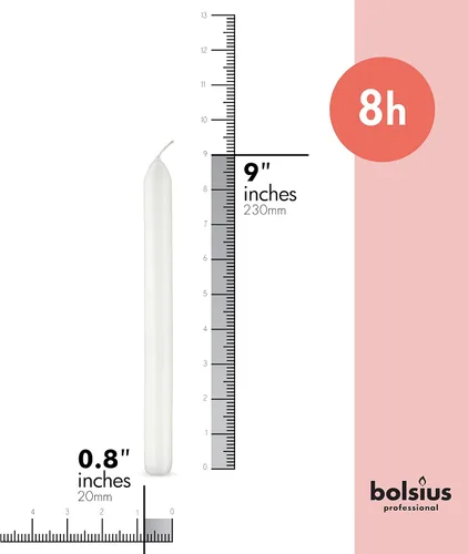Miniatura 2 de BOLSIUS 10 velas blancas para el hogar, 9 pulgadas, calidad europea premium, aproximadamente 8 horas de tiempo de combustión, sin perfume, sin goteo