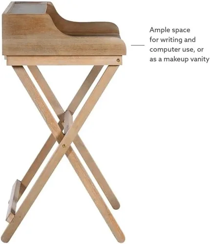 Miniatura 11 de Escritorio plegable, 30 pulgadas de ancho x 18 pulgadas de profundidad x 34.25 pulgadas de alto, madera de caucho y MDF, acabado marrón rústico