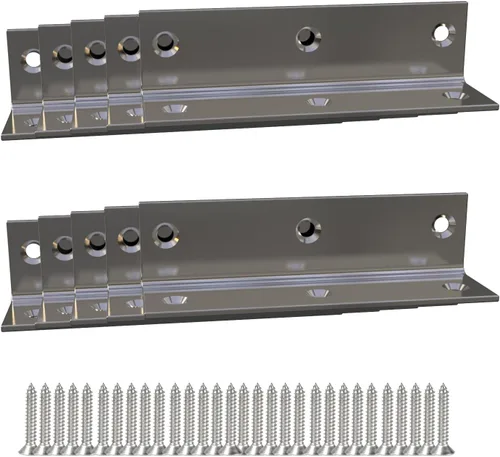 Miniatura 6 de Soporte de esquina de acero inoxidable plateado, soporte de ángulo recto de unión, soporte de esquina en L de metal resistente para estante