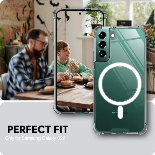 Miniatura 5 de KIOMY Funda transparente para Samsung Galaxy S22 5G a prueba de golpes con bolsas de aire, esquinas de diseño híbrido, parte trasera de Magnético