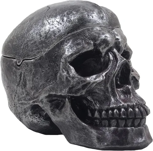 Miniatura 2 de Home-n-Gifts - Tenebroso cenicero con forma de cráneo humano con tapa para Halloween Esqueletos, calaveras y estatuillas decorativas. Regalos