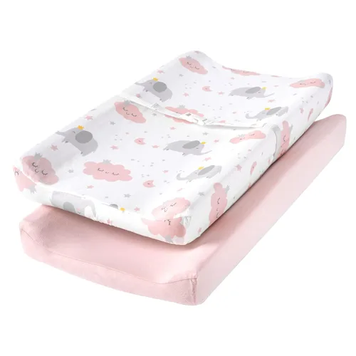 Miniatura 14 de TILLYOU Juego de funda para cambiador de pañales de material suave de jersey para niña, se adapta a almohadillas contorneadas de 32 pulgadas/34 x 16