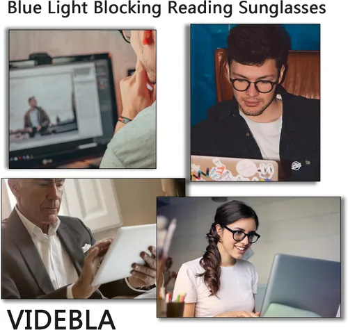 Miniatura 5 de Paquete de 5 lentes de lectura con bloqueo de luz azul, lectores de bisagra de resorte para mujeres y hombres, anteojos nerd con filtro anti rayos