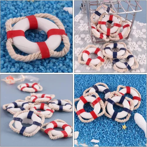 Miniatura 5 de TOYANDONA 15 piezas de casa de muñecas mediterránea modelo de pared, decoración náutica, adorno de boya para anillos, mini hogar, salvavidas