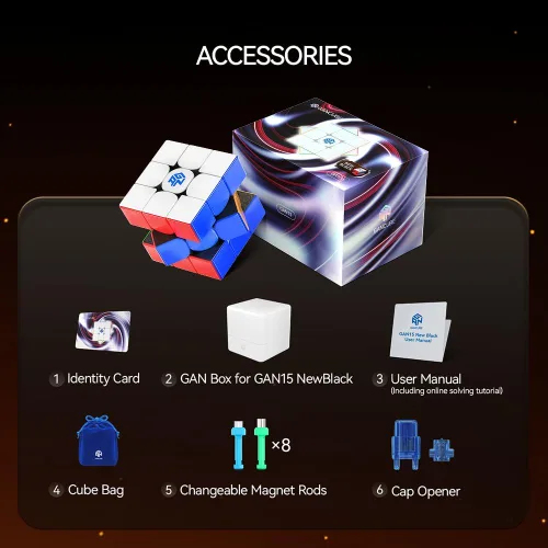 Miniatura 5 de GAN GAN Cube - Cubo de velocidad magnético ligero de 3 x 3 con recubrimiento UV, 15 unidades, rompecabezas para niños y adultos, combina idealmente