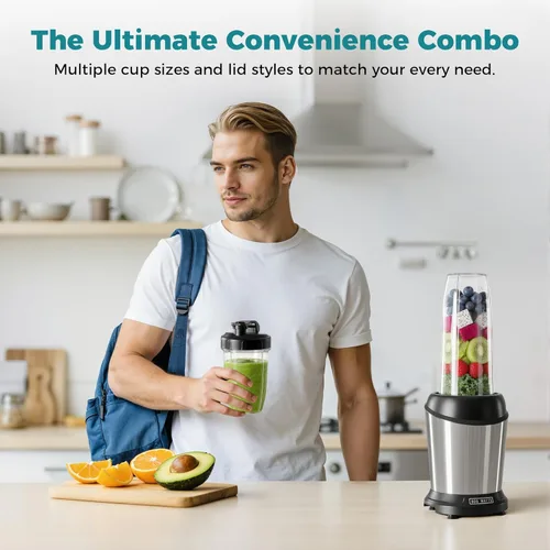 Miniatura 2 de OLIXIS Smoothie Blender for Kitchen, Blenders for Smoothies with 17 24 34 oz BPA-Free Portable Easy Go Cups, Small Personal Blender for Shakes