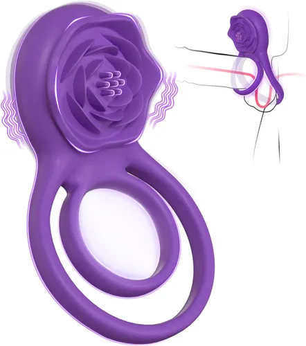 Miniatura 15 de Anillo vibrador para el pene con estimulador de clítoris rosa, vibrador de anillo para el pene para parejas, juguetes sexuales para hombres