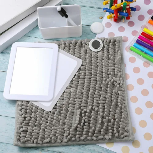 Miniatura 7 de Chunful Kit de accesorios para casillero, papel tapiz magnético, alfombra cuadrada, espejo magnético, pizarra blanca con marcador de borrado