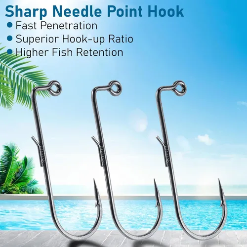 Miniatura 6 de Dr.Fish Paquete de 30 ganchos de plantilla de 90 grados con soporte de alambre, curva redonda #1-#4/0 para Ned Rig, Swimbait, Bass Fishing Jig Mold