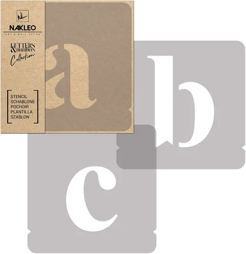 Miniatura 14 de NAKLEO 42 plantillas de plástico de letras y números para manualidades, reutilizables de 2 pulgadas, letras para pintar, alfabeto, plantilla, arte