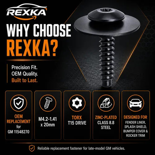Miniatura 7 de Rexka Tornillo del protector de guardabarros contra salpicaduras 11548270 compatible con GM Chevrolet Camaro Colorado Cruze Equinox Impala Malibu
