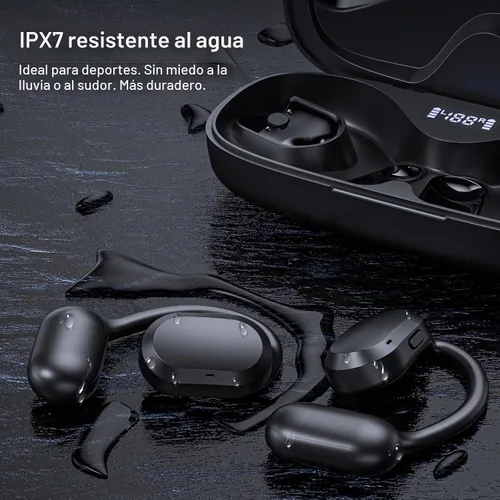 Miniatura 7 de Auriculares de oreja abierta, IPX7 impermeables, Bluetooth 5.3 True Wireless Sports Over Ear Auriculares con ganchos para los oídos, micrófono