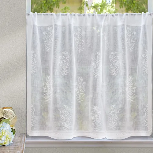 Miniatura 10 de Saffron Marigold Cortinas de Algodón de Media Cocina para Ventanas Pequeñas, Baño y Café Estampadas a Mano con Bloque Moonlit Taj - Diseño Bohemio