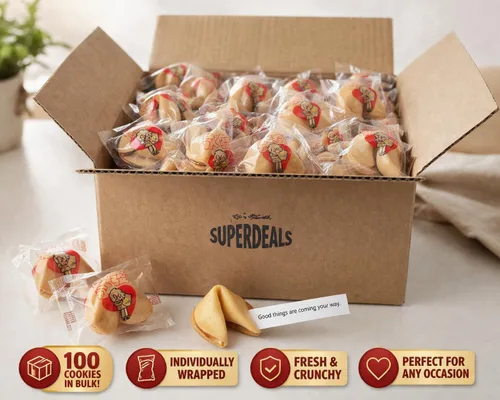 Miniatura 3 de Galletas horneadas de la fortuna prémium de Estados Unidos en un práctico paquete de 100 unidades, incluidas por SUPERDEALS, galletas de la fortuna