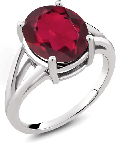 Miniatura 51 de Gem Stone King Anillo solitario con piedra preciosa de 3.00-7.00 quilates Plata de ley 925 Ovalado de 0.47 x 0.49 pulgadas Anillo