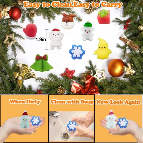 Miniatura 5 de 40 piezas de juguetes esponjosos de Navidad Mochi Squishy, juguetes esponjosos de Navidad para niños, niñas, niños y adultos, juguetes para aliviar
