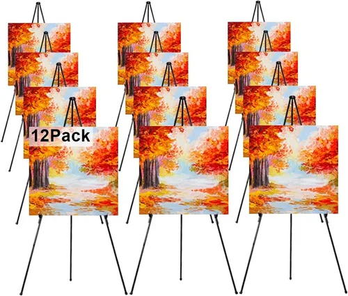 REALlWAY - Caballete plegable de 63 pulgadas para exhibición, caballete de piso ajustable para artes, imágenes, pinturas, caballete telescópico de