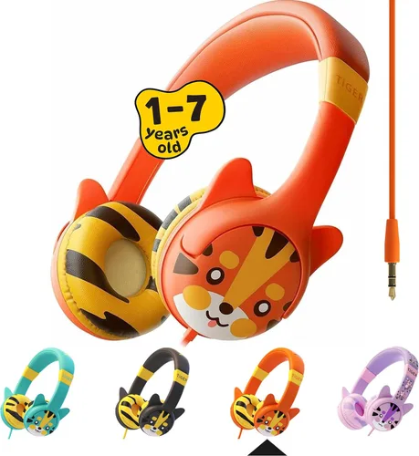 Kidrox - Audífonos con cable para niños pequeños de 1 a 7 años — Audífonos para bebés con volumen limitado de 85 dB para viajes en avión y automóvil