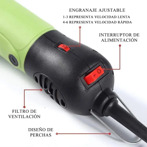 Miniatura 2 de CGOLDENWALL Cizalla de ovejas eléctrica portátil profesional con 6 velocidades ajustables para caballos, ganado, cabras, poni verde, 110 V