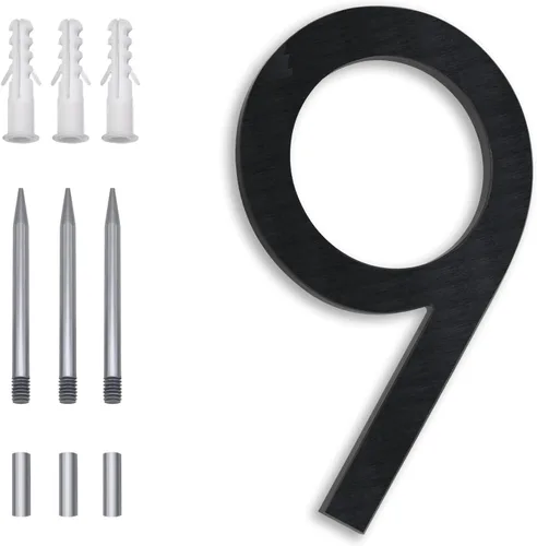 Miniatura 32 de Números Reflectantes de 8 Pulgadas para Dirección en Casa, Números de Casa Modernos de Metal Negro para Dirección en la Calle, Números de Casa
